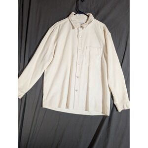 ZARA Mens XL Corduroy Oversized Button Down Shirt Cream